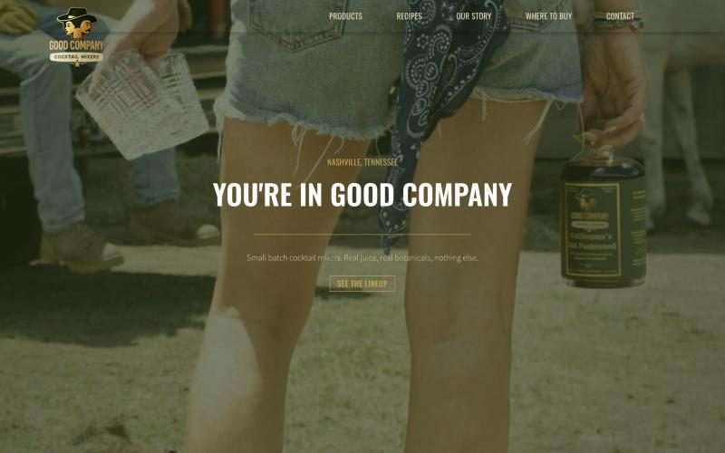 Good Company Cocktails website homepage designed by MXM Exposure