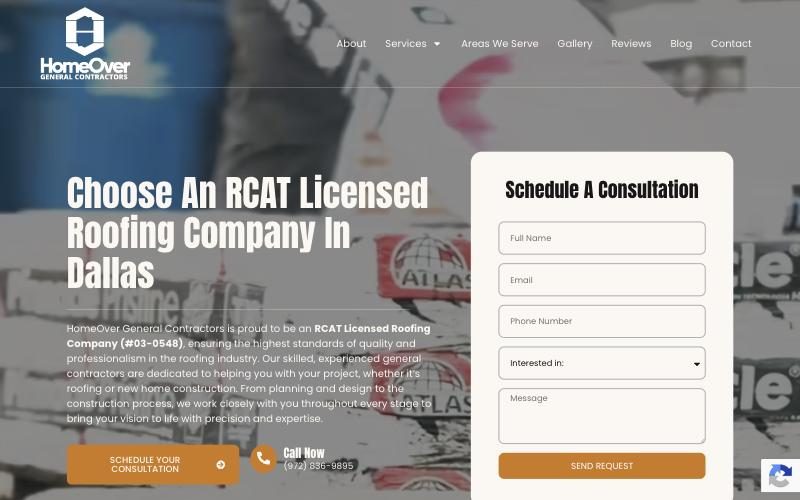 HomeOver General Contractors website by MXM Exposure