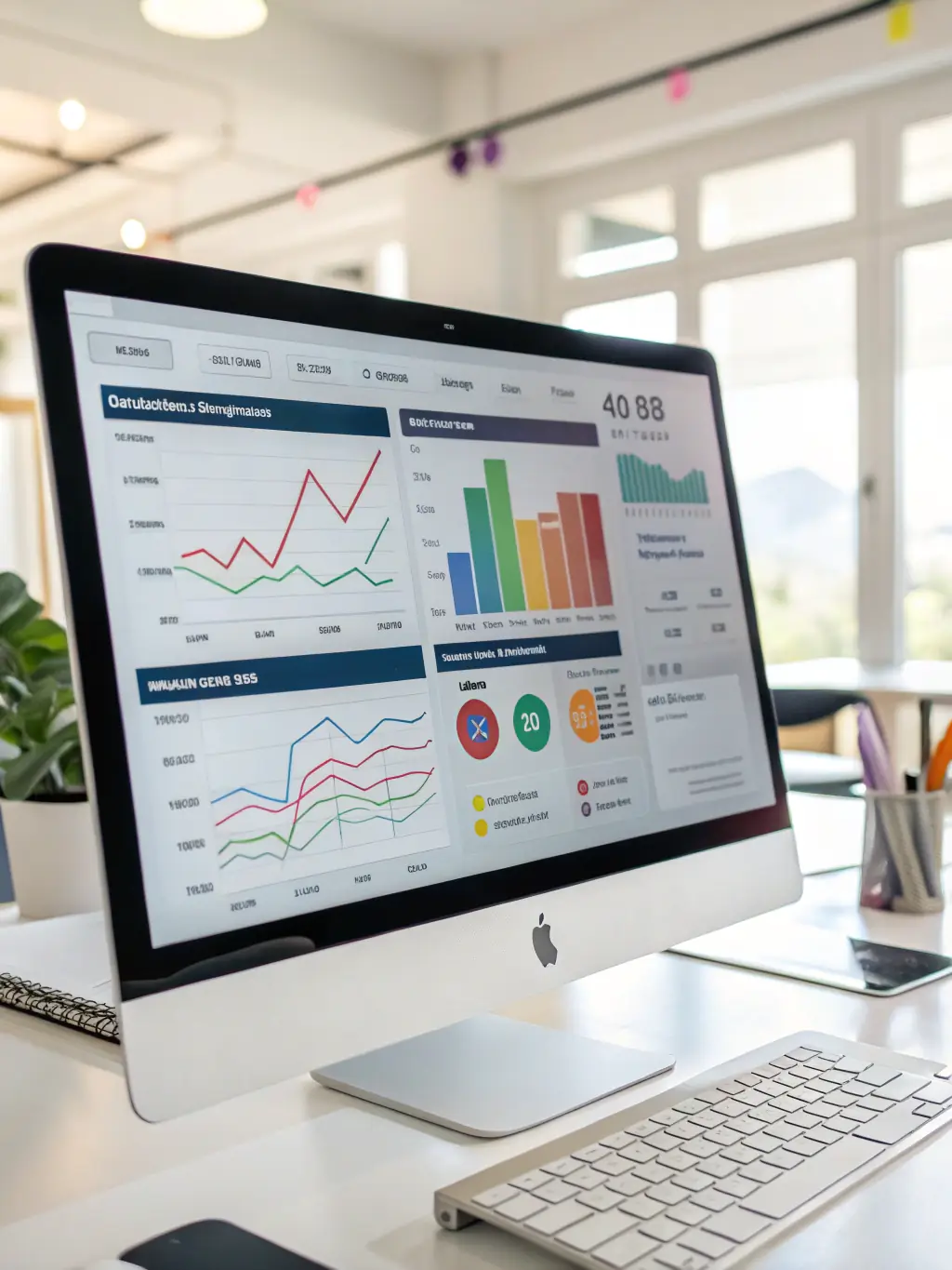A graphic showing a data dashboard with charts and graphs illustrating the performance of a paid advertising campaign, highlighting key metrics such as impressions, clicks, and conversions.