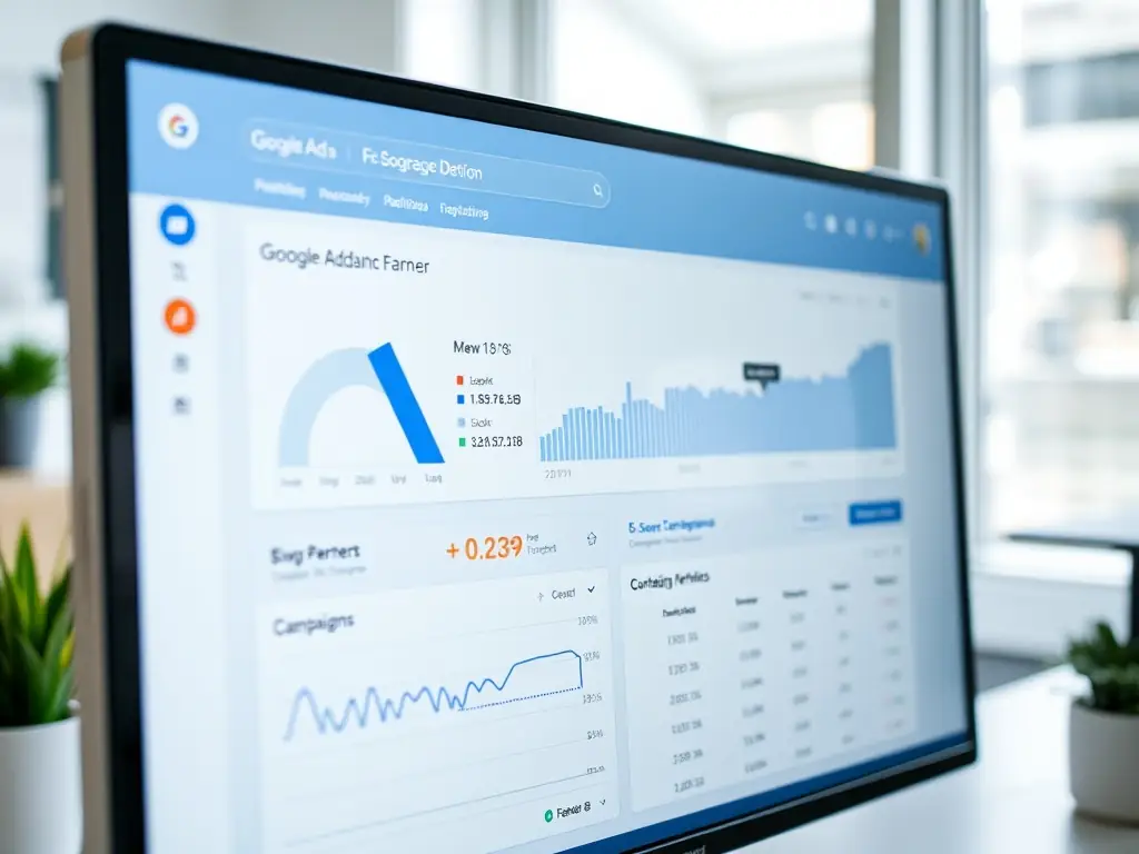 A visually engaging image of a Google Ads dashboard showing successful campaign metrics, including impressions, clicks, and conversion rates, highlighting the effectiveness of paid advertising.